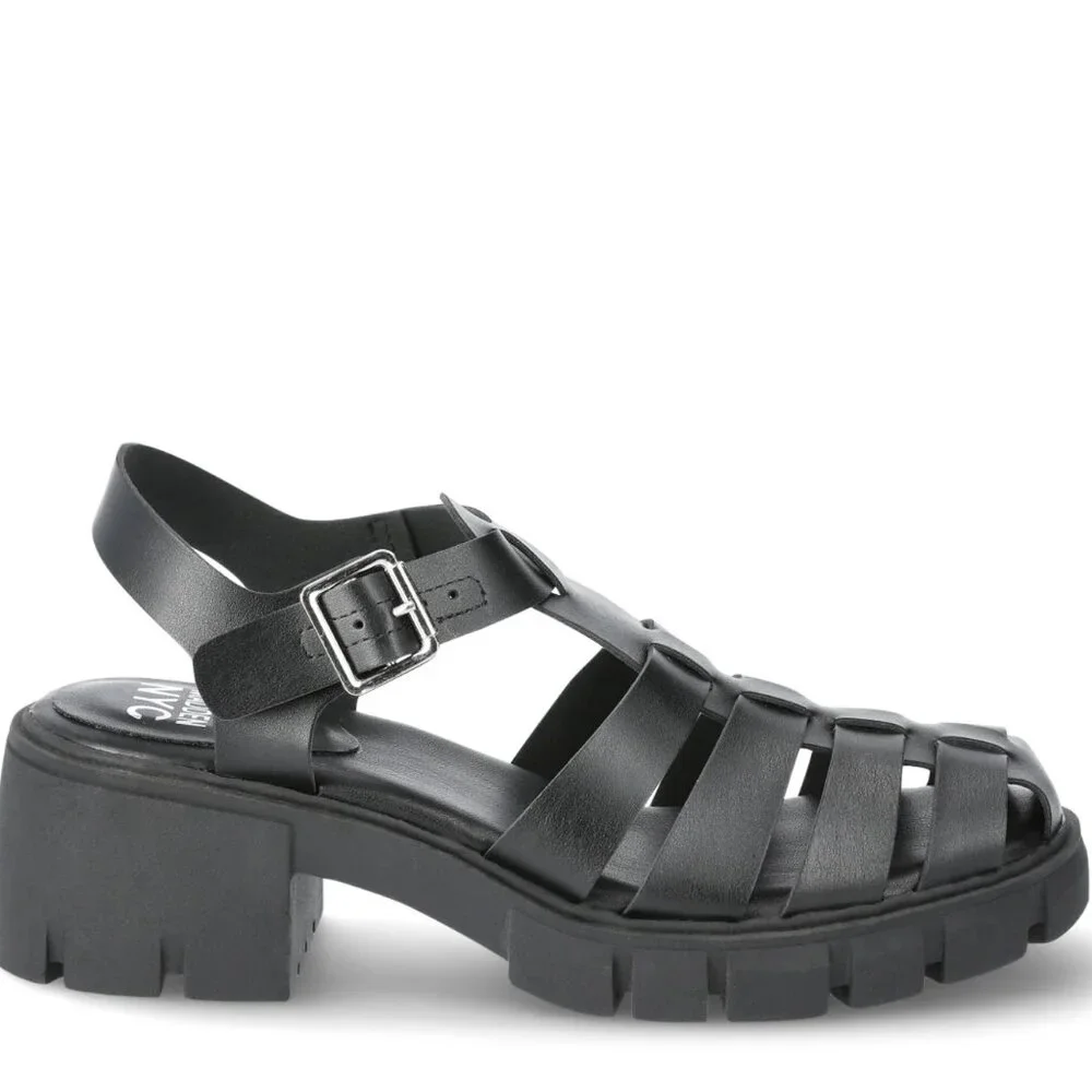 NWT Size 10 (M) Madden NYC Women's Fisherman Block Heel Sandals – Black